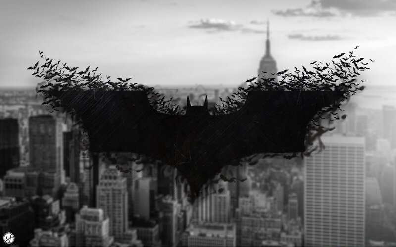 Bat Symbol over City
