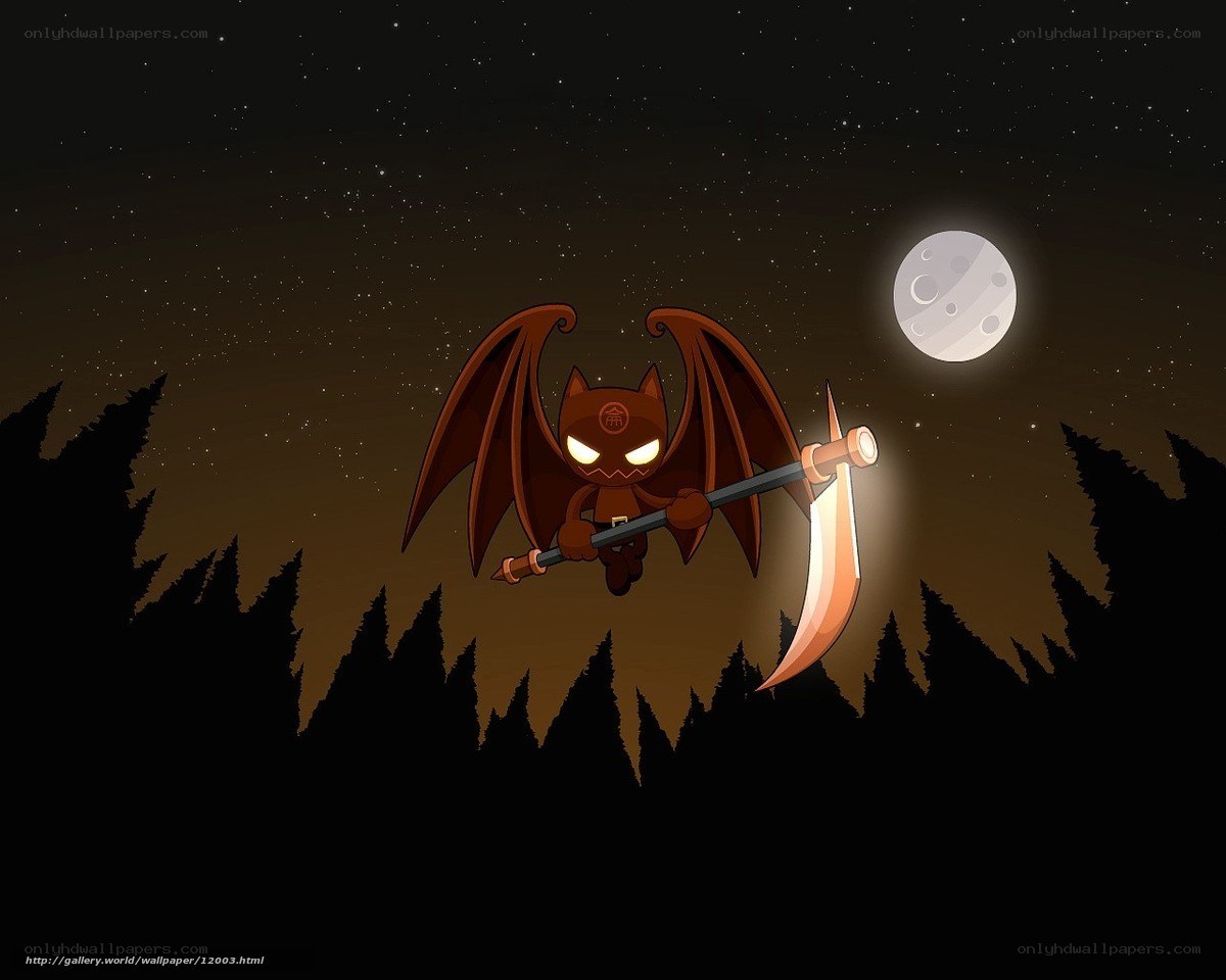 bat with scythe at night