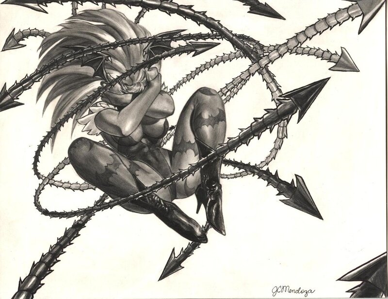 Batgirl entangled in thorny vines