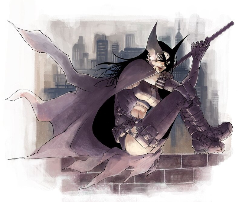 Batgirl in a cityscape