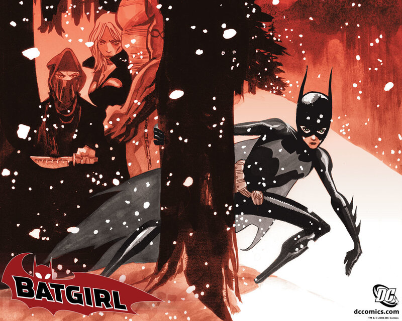 Batgirl in snowy forest