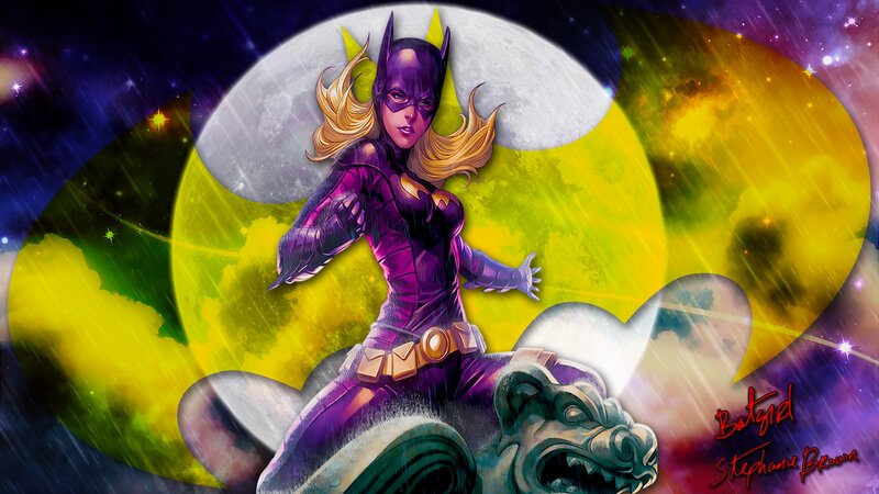 Batgirl on a Gargoyle