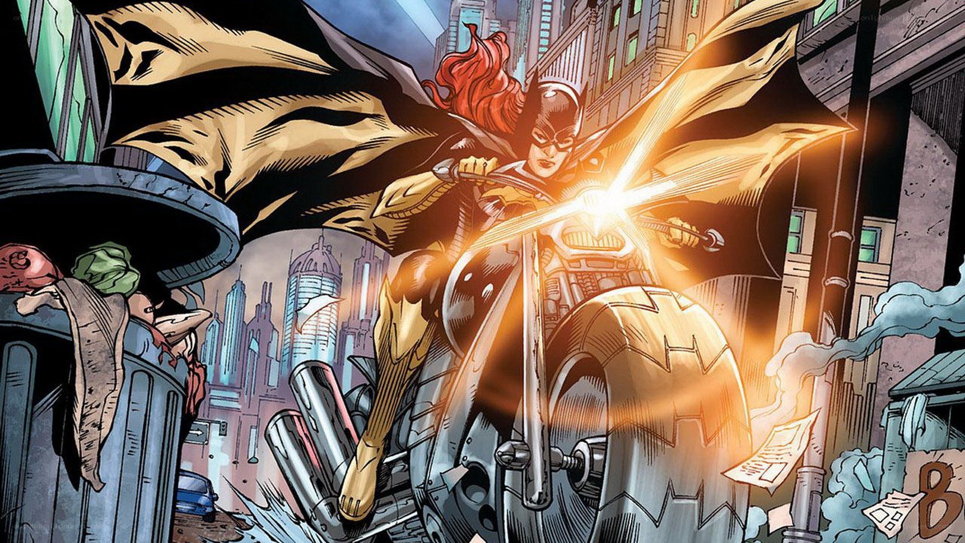 Batgirl on a motorcycle
