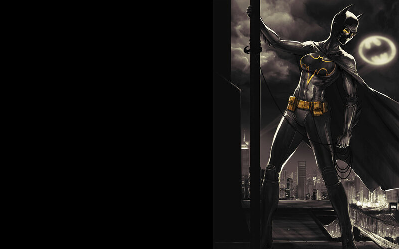 Batgirl on a rooftop at night