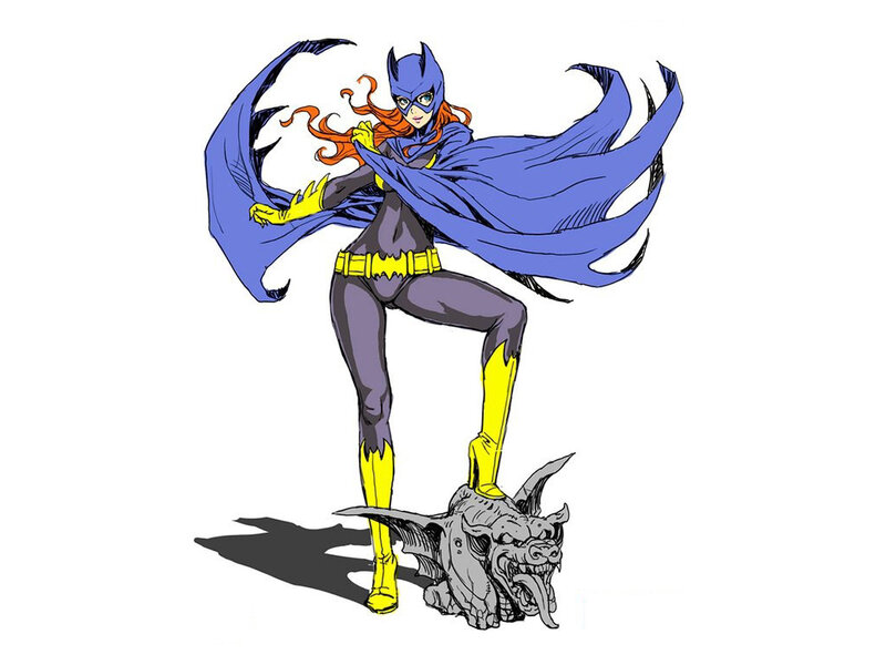 Batgirl Standing on Gargoyle