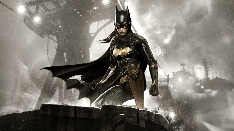 Batgirl stands on a rooftop