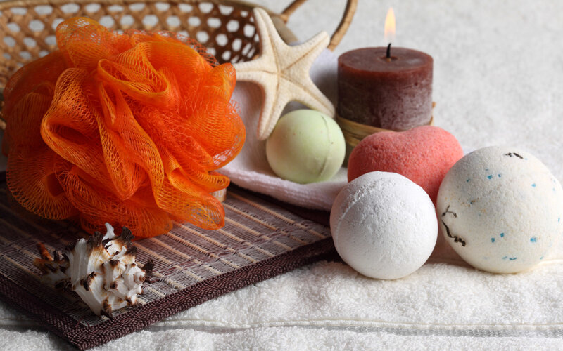 Bath Products on Towel