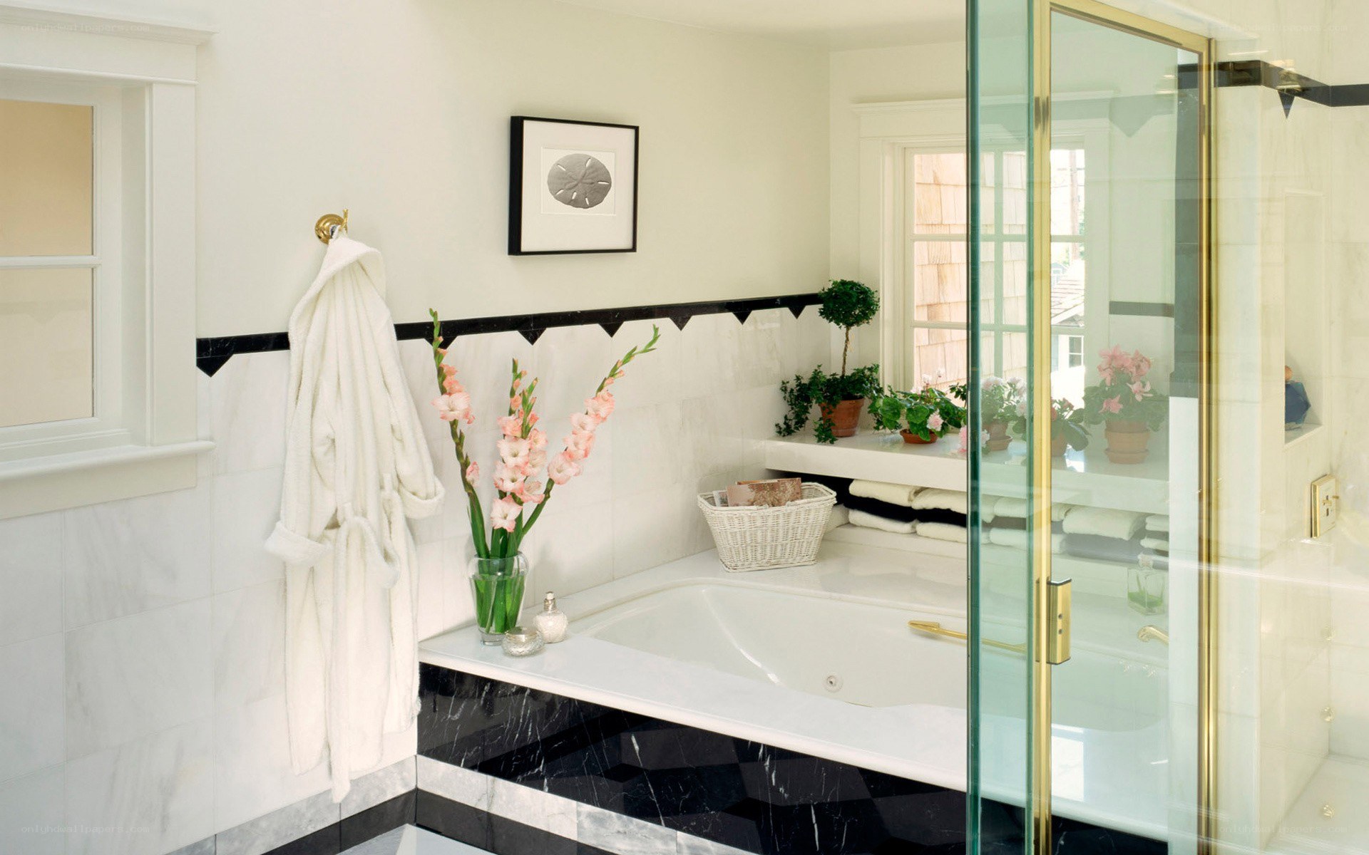 Bathroom with bathtub and shower