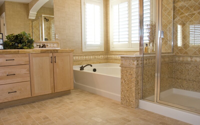 Bathroom with bathtub and shower