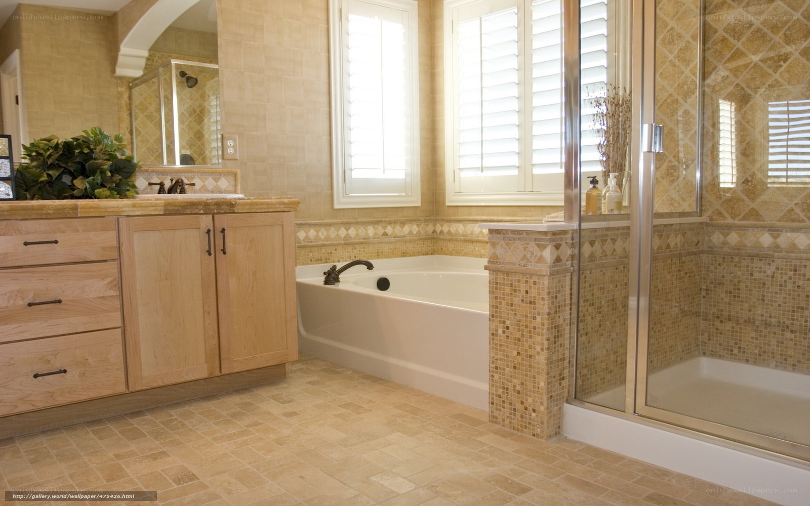 Bathroom with bathtub and shower