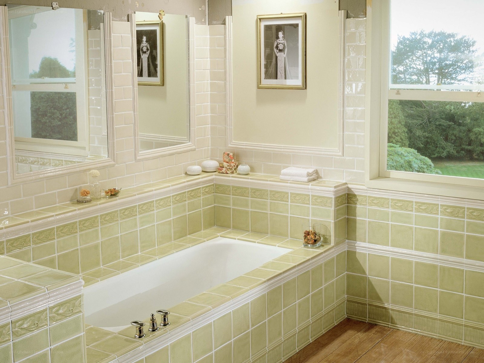 bathroom with bathtub and window