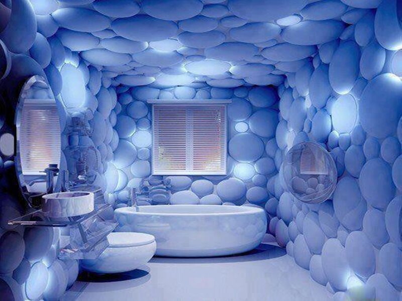 Bathroom with Blue Walls