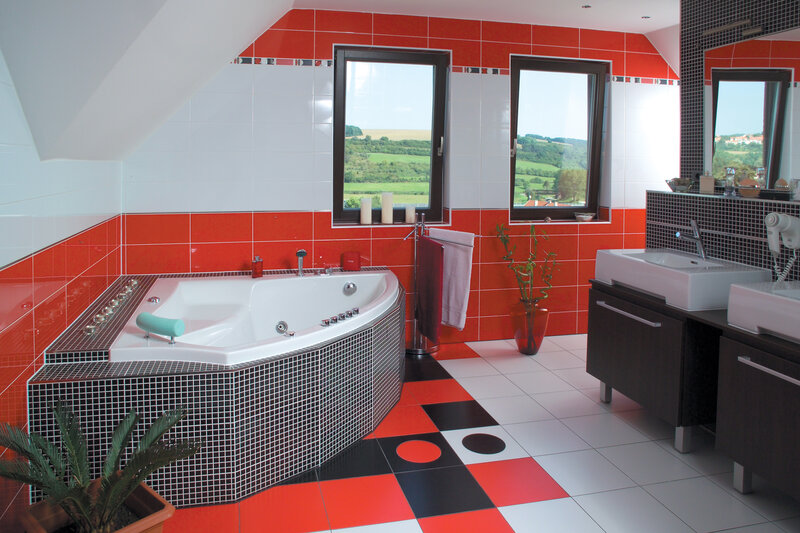 Bathroom with Jacuzzi Tub — Red
