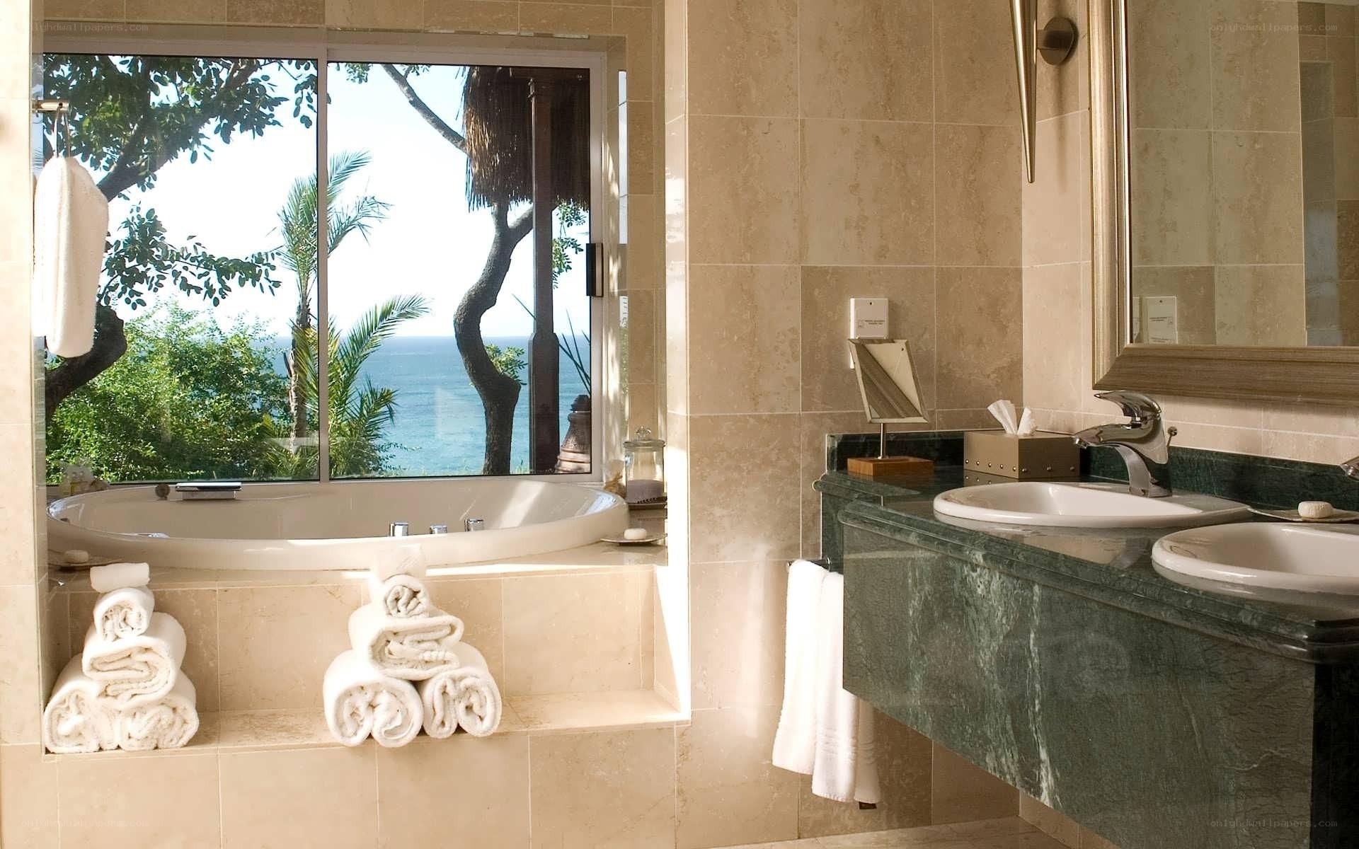 Bathroom with ocean view