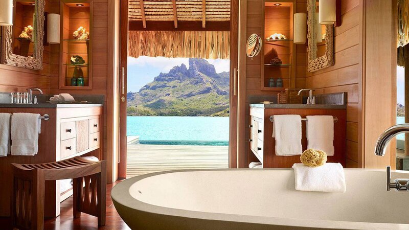 Bathroom with Ocean View — Brown, Serene