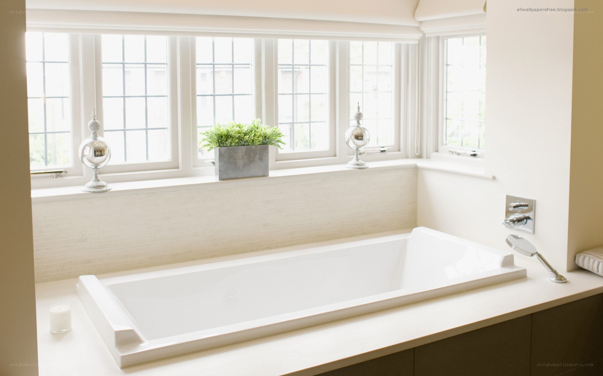 Bathroom with window bathtub