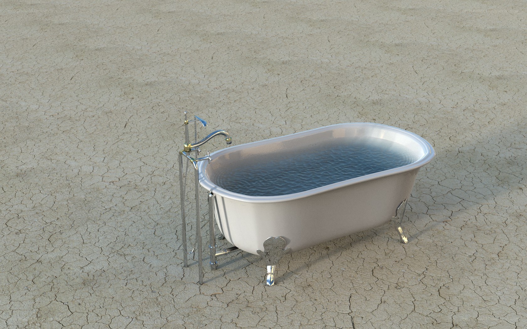 bathtub in dry desert