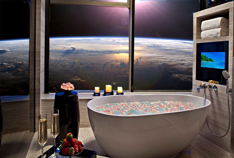 Bathtub with Flower Petals