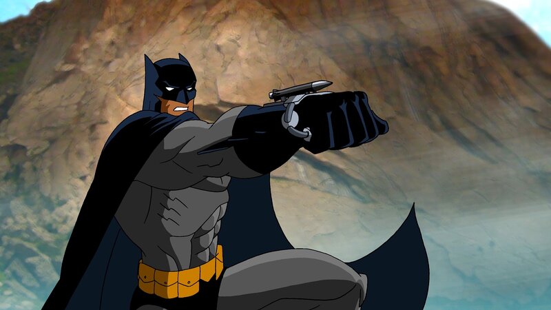 Batman aiming a weapon