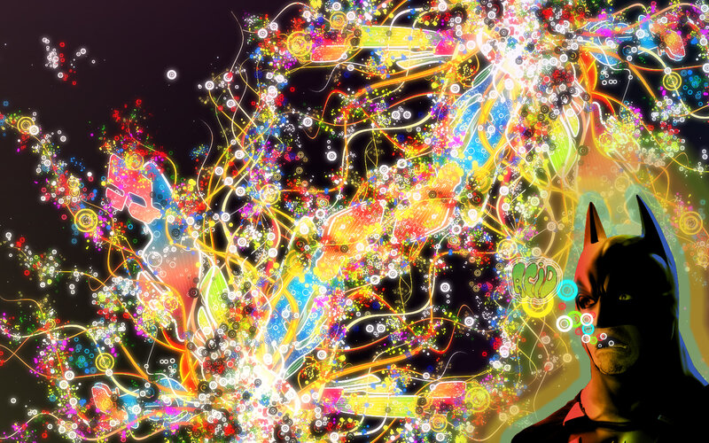 Batman amidst colorful energy