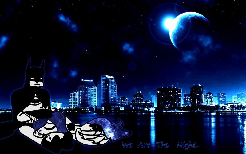 Batman and a girl at night