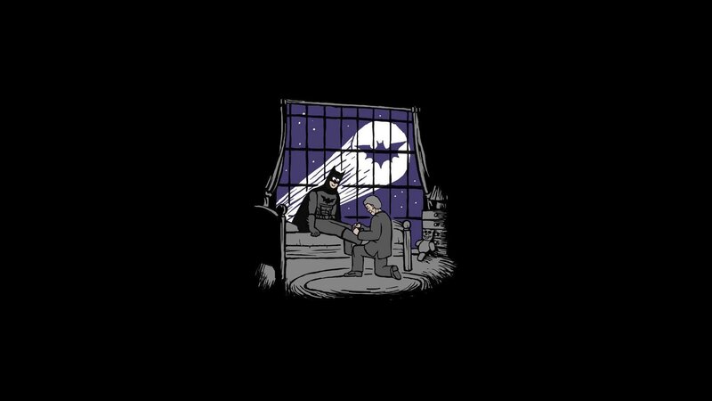 Batman and Alfred in a bedroom