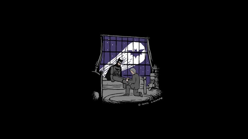 Batman and Alfred in Bedroom — Black