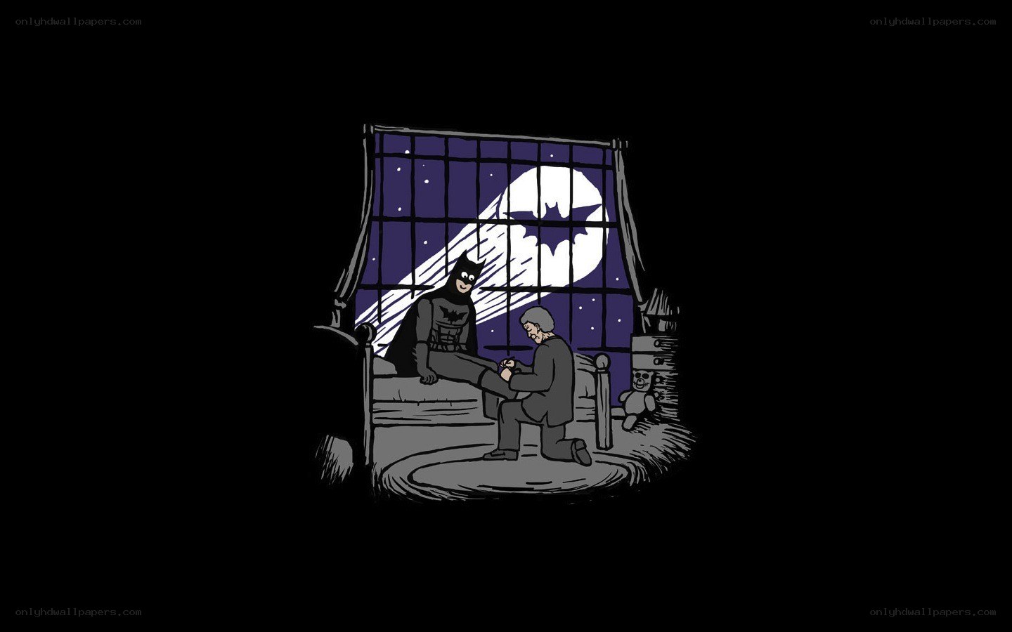 Batman and Alfred in bedroom