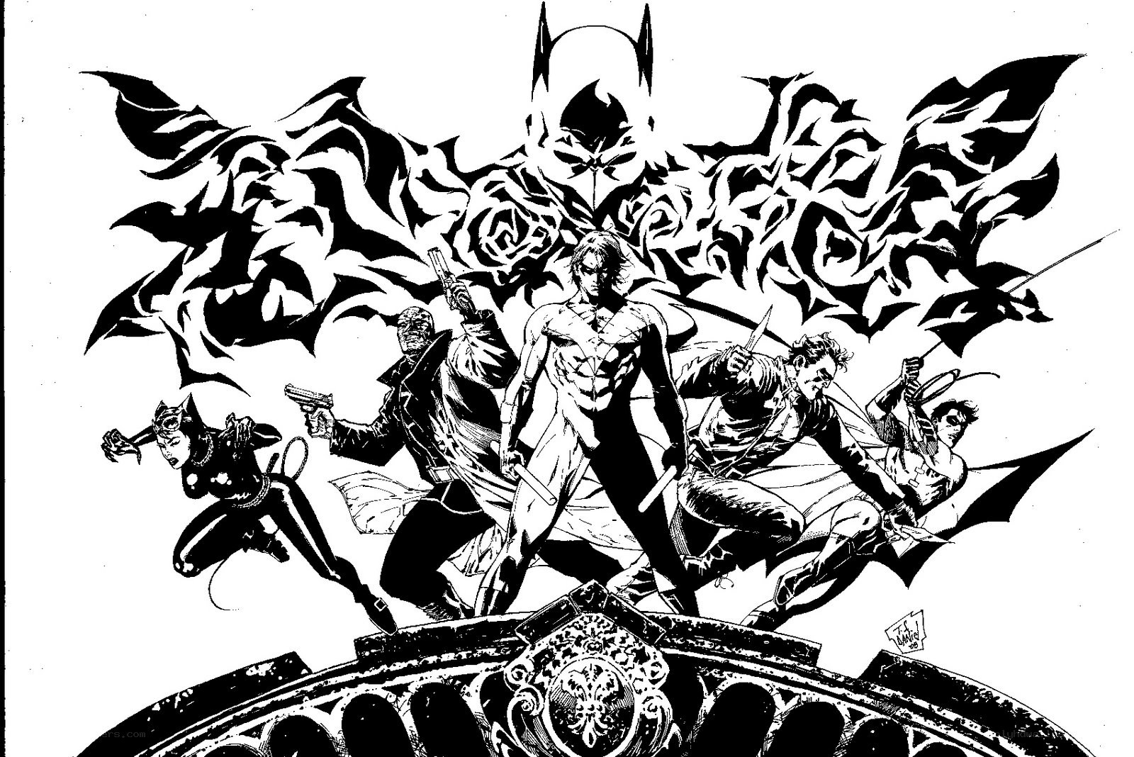 Batman and allies in action