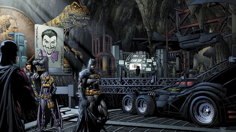 Batman and Allies in Cave
