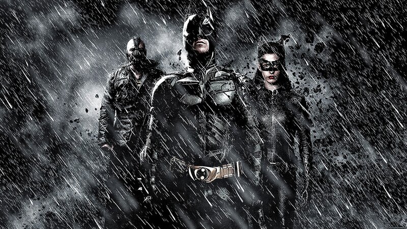 Batman and Allies in Rain — Black, Dramatic