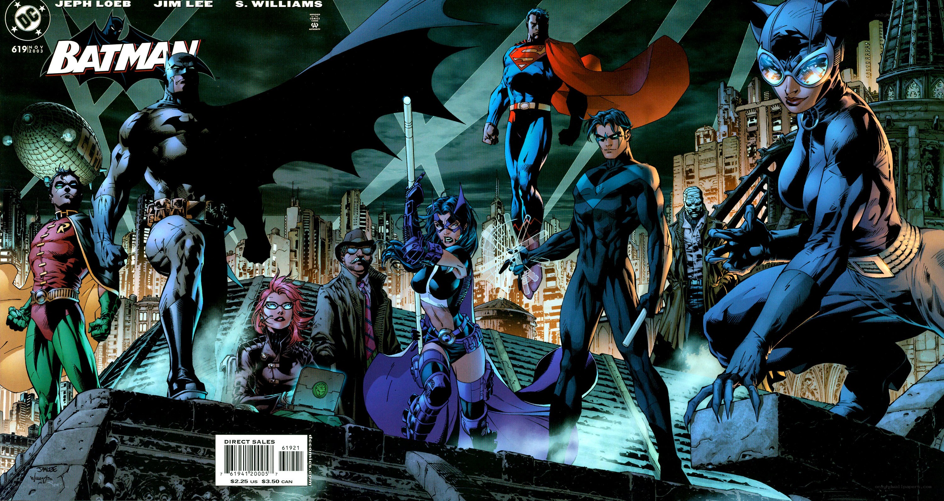 Batman and allies on rooftop