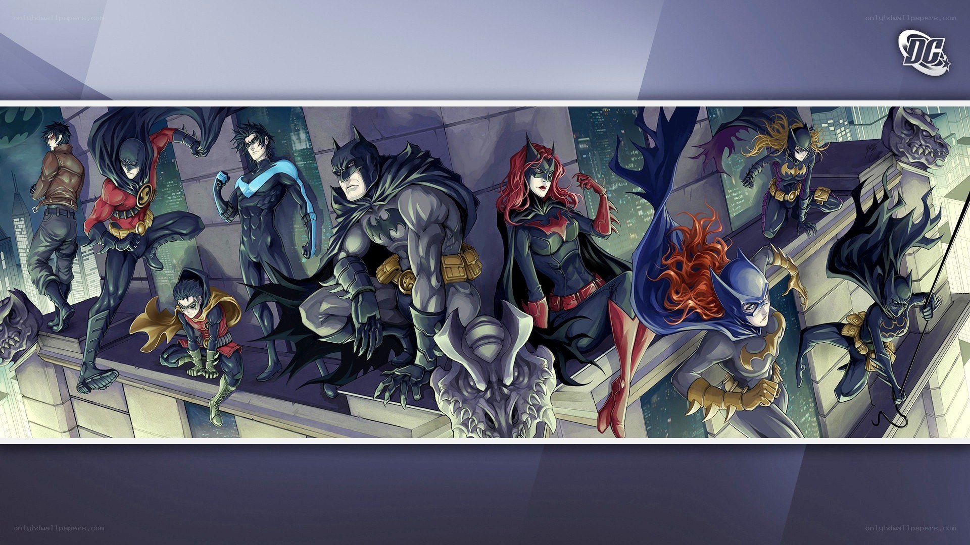 Batman and allies on rooftop