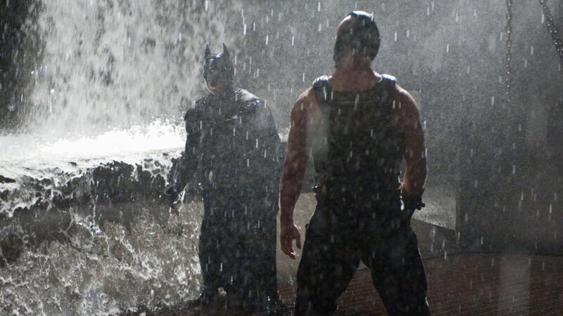 Batman and Bane in rain