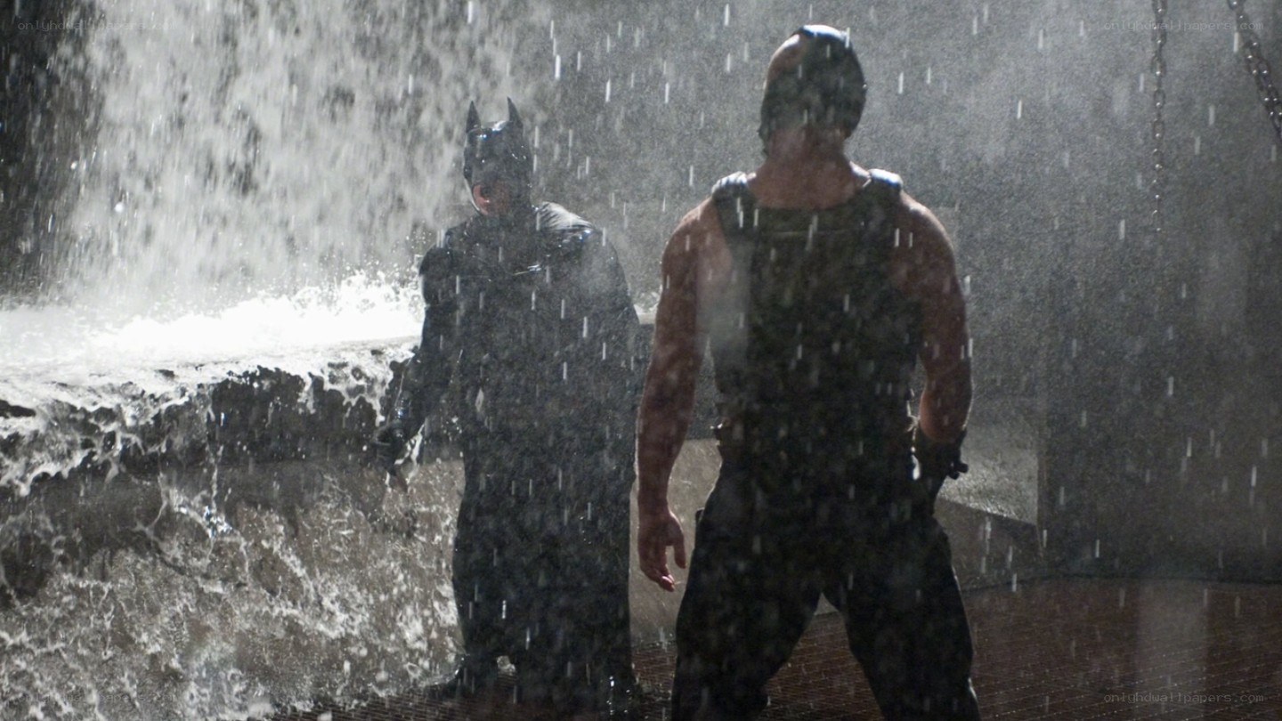 Batman and Bane in rain