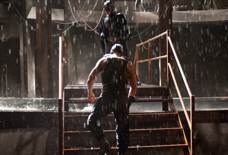Batman and Bane on Stairs — Black