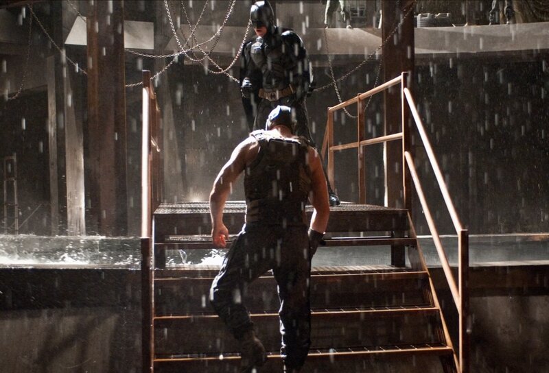 Batman and Bane on Stairs