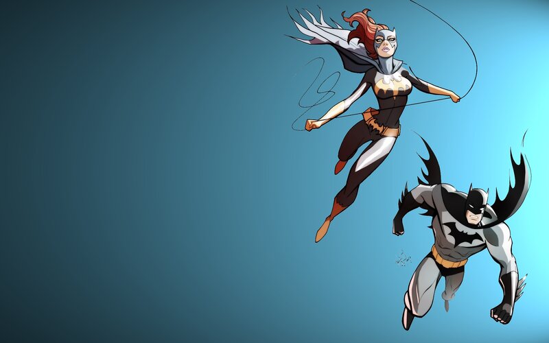 Batman and Batgirl Flying