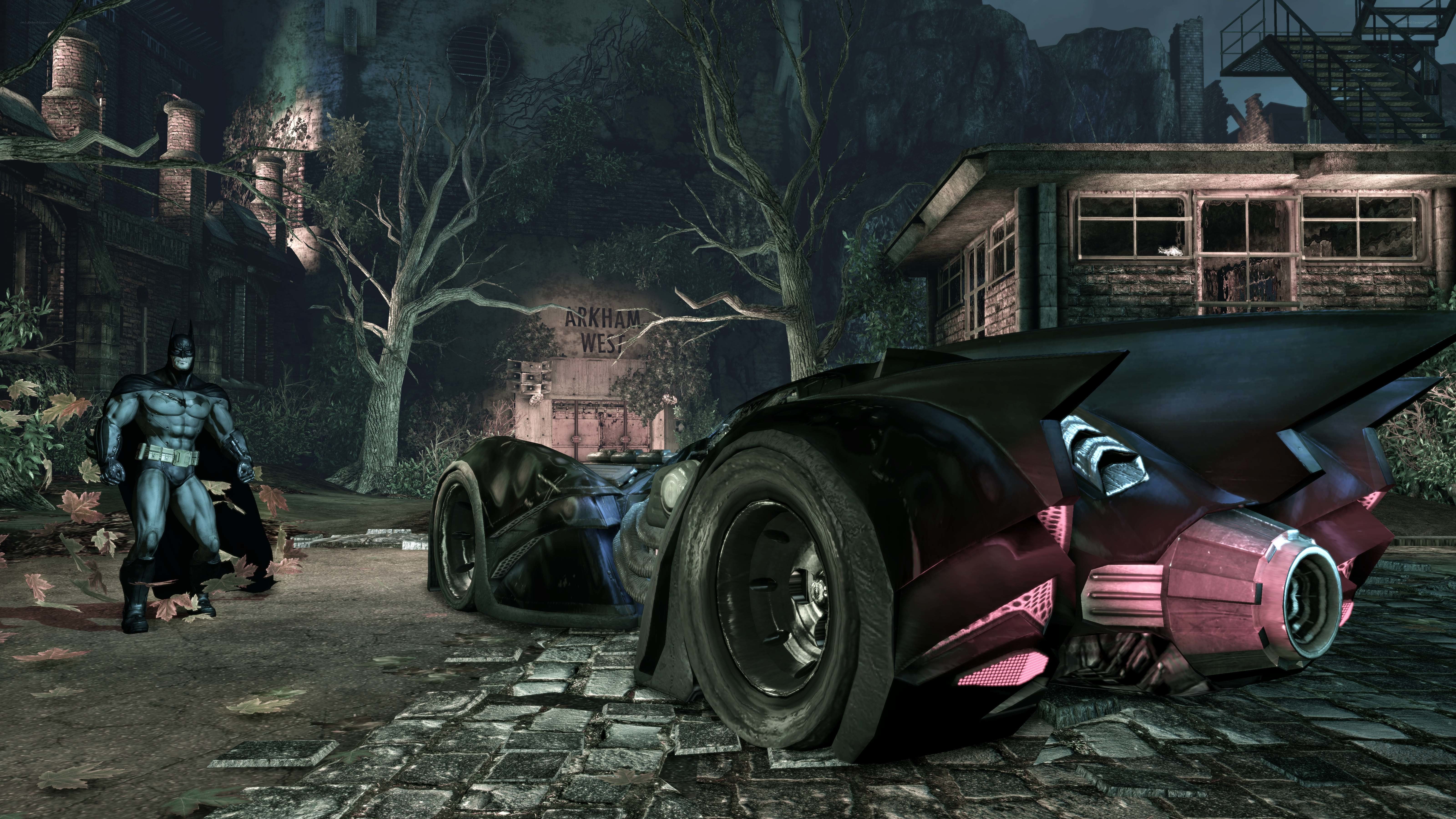 Batman and Batmobile in Arkham
