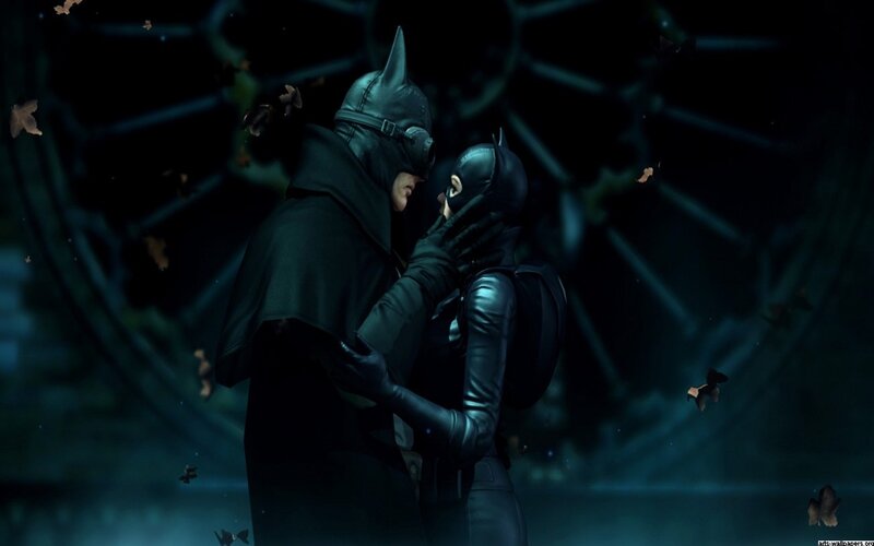 Batman and Catwoman — Black, Dramatic, Night, 3d Render