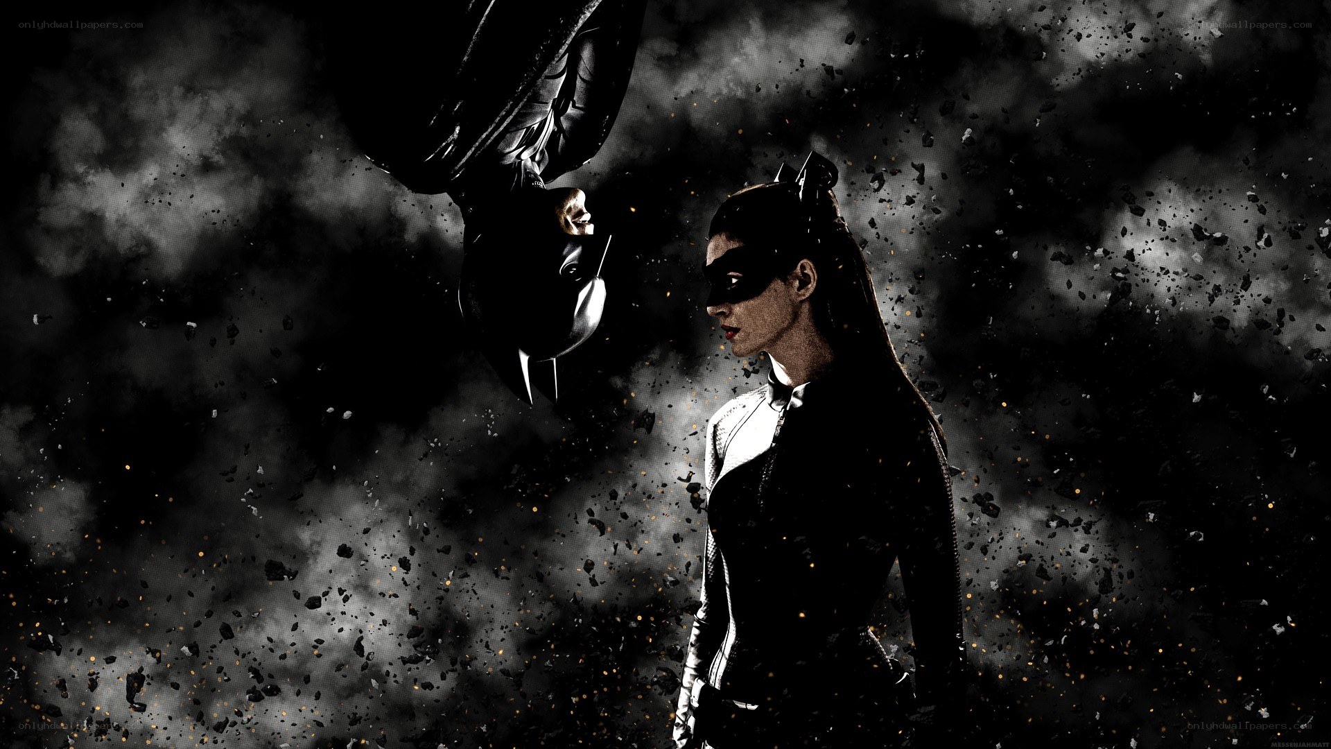 Batman and Catwoman confrontation