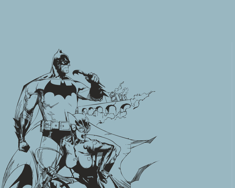 Batman and Catwoman in action