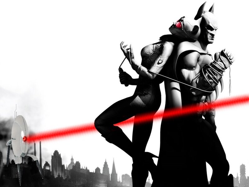 Batman and Catwoman in action