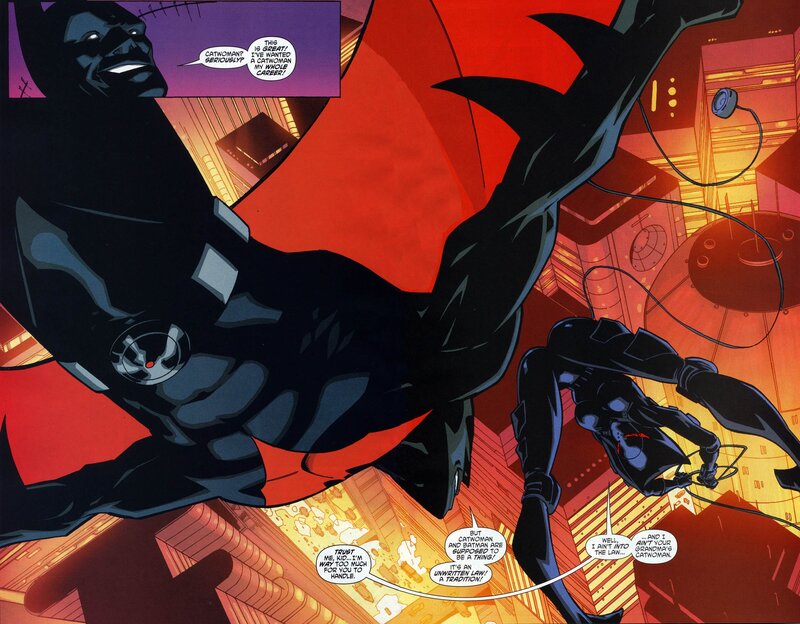 Batman and Catwoman in action
