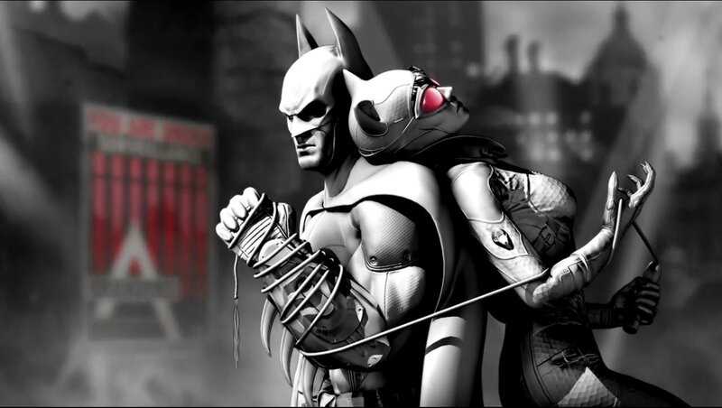 Batman and Catwoman in combat