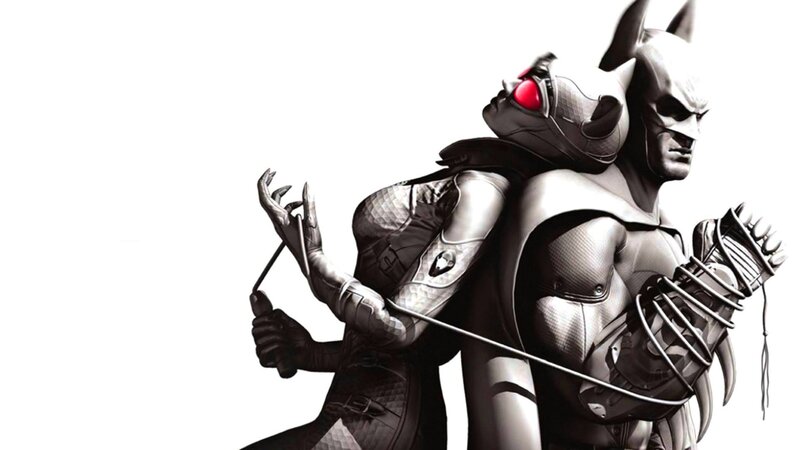 Batman and Catwoman in combat