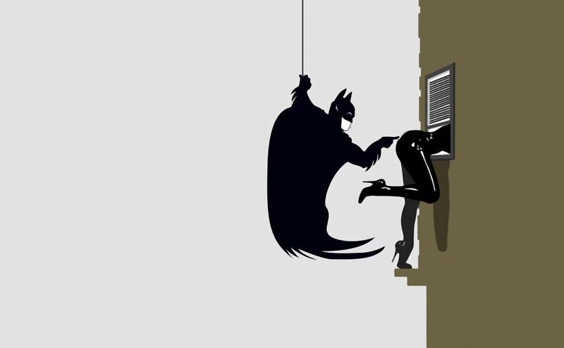 Batman and Catwoman silhouette