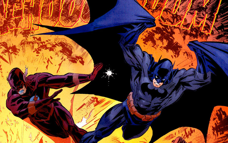 Batman and Flash in combat