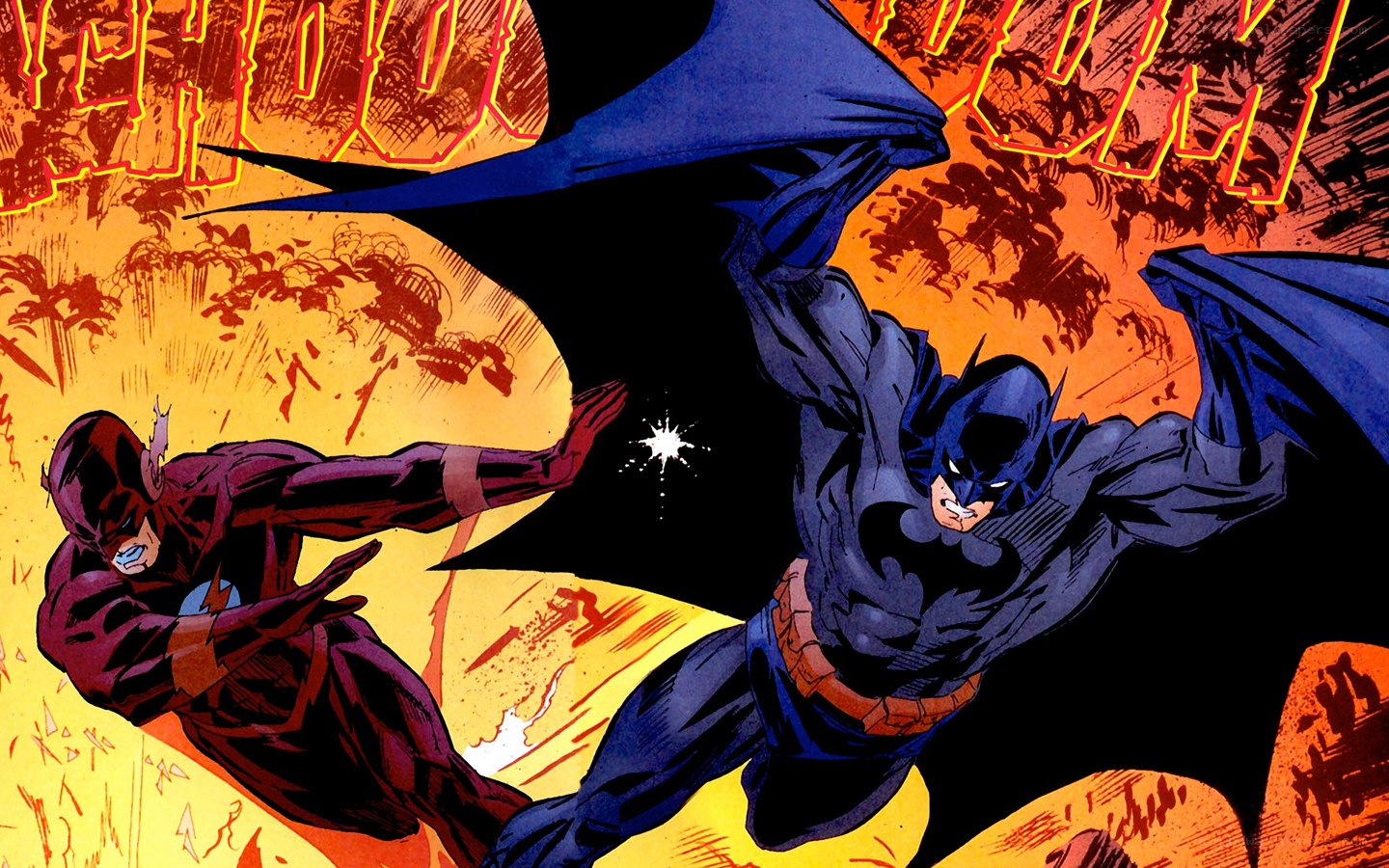 Batman and Flash in combat