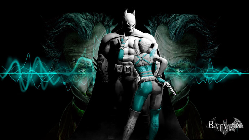Batman and Harley Quinn — Black, Dramatic, Night, Digital Art